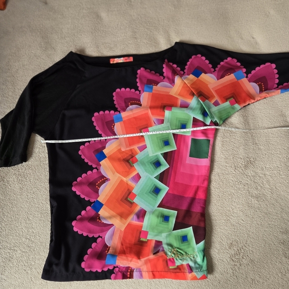 Desigual Women’s Top Size M Multicolor Geometric Print 3/4 Sleeve Tunic Blouse - Picture 6 of 9
